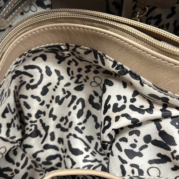 Jessica Simpson Women's Tan Faux Leather Camille Hobo Bag Tote with Gold Beads - Picture 9 of 11